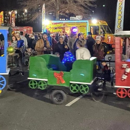 Tractor Pulled Trackless Train blurry