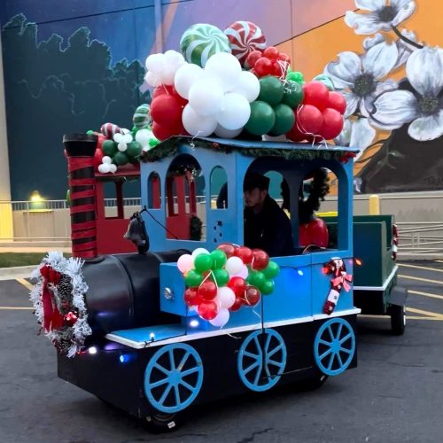 Tractor Pulled Trackless Train decorated